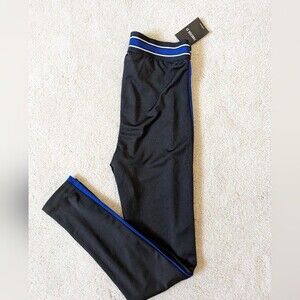 NWT Forever 21 Black and Blue Striped Leggings Size M
